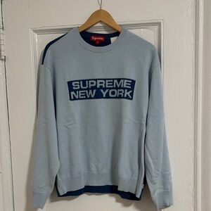 Supreme New York Sky Blue Crewneck Sweater